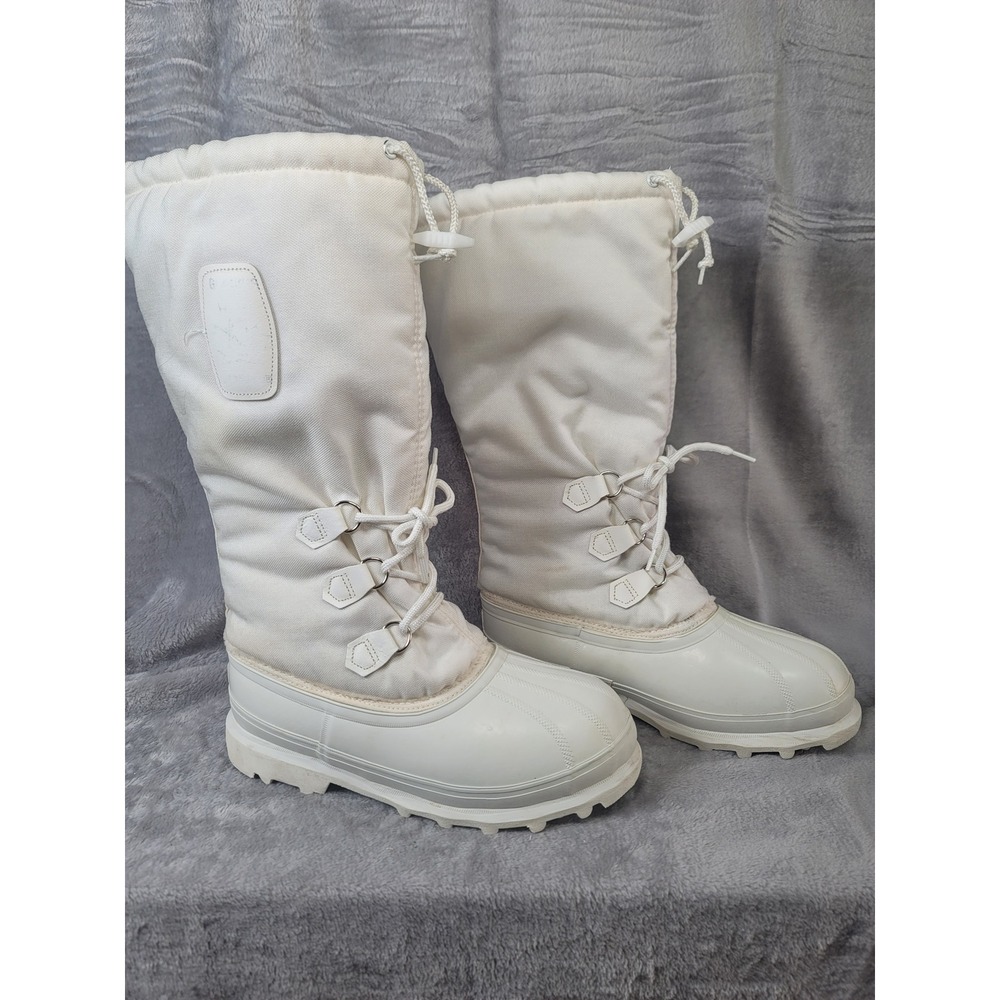 Sorel Snowlion White Winter Snow Boots Vtg Canada Rubber Duck Boots 8 Apres Ski
